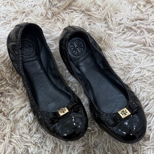Tory Burch Black Patent Leather Ballet Flats